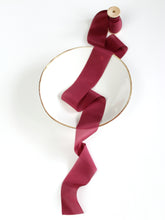Load image into Gallery viewer, Deep magenta silk habotai ribbon