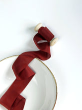 Load image into Gallery viewer, Burgundy red silk habotai ribbon