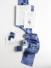 Load image into Gallery viewer, China blue silk velvet ribbon