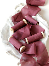 Load image into Gallery viewer, Wine silk cotton ribbon