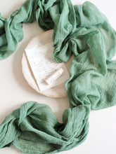 Load image into Gallery viewer, Fern green gauze runner