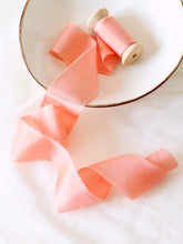 Load image into Gallery viewer, Coral silk habotai ribbon
