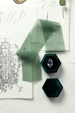 Load image into Gallery viewer, Deep green silk georgette ribbon