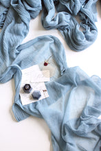 Load image into Gallery viewer, Dusty blue light gauze runner