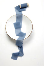 Load image into Gallery viewer, Steel blue silk georgette ribbon