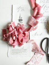 Load image into Gallery viewer, French rose silk velvet ribbon