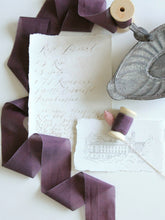 Load image into Gallery viewer, Aubergine silk cotton ribbon