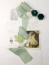 Load image into Gallery viewer, Sage silk habotai ribbon