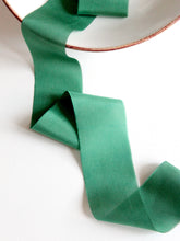 Load image into Gallery viewer, Forest green silk habotai ribbon