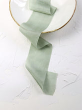 Load image into Gallery viewer, Sage silk habotai ribbon