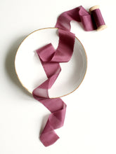 Load image into Gallery viewer, Plum silk habotai ribbon