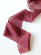 Load image into Gallery viewer, Wine silk cotton ribbon