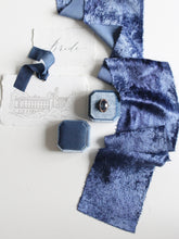 Load image into Gallery viewer, China blue silk velvet ribbon