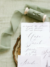 Load image into Gallery viewer, Olive silk georgette ribbon