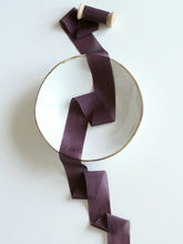 Load image into Gallery viewer, Aubergine silk cotton ribbon