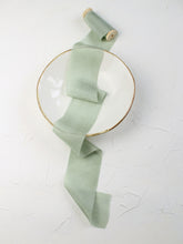 Load image into Gallery viewer, Sage silk habotai ribbon