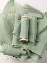 Load image into Gallery viewer, Sage silk habotai ribbon