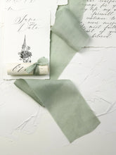 Load image into Gallery viewer, Sage silk habotai ribbon