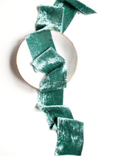 Load image into Gallery viewer, Sea green silk velvet ribbon