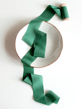 Load image into Gallery viewer, Forest green silk habotai ribbon