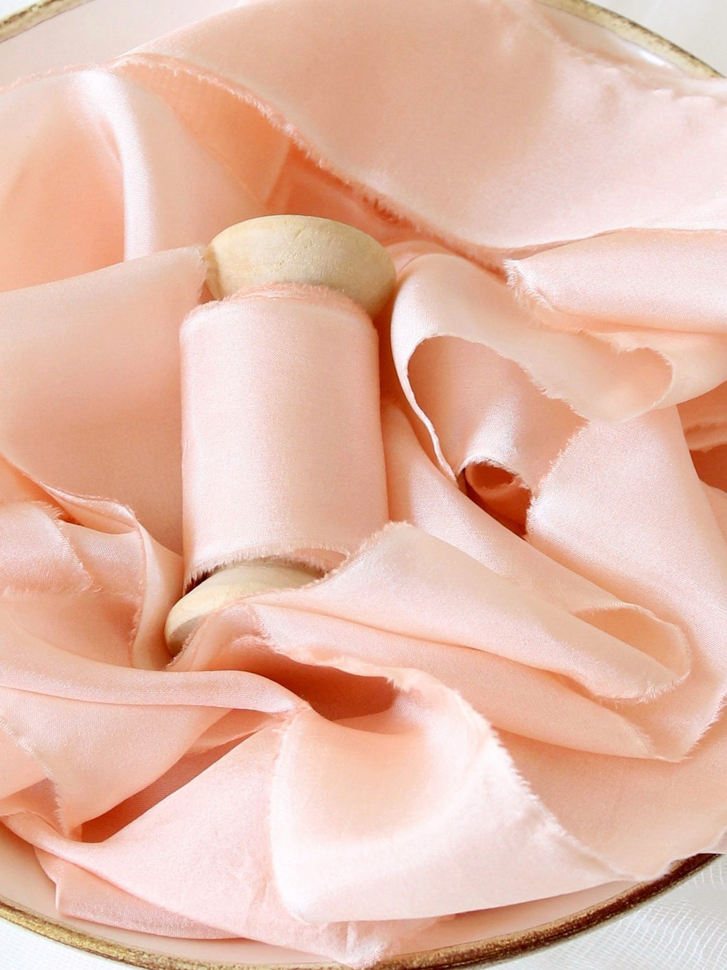 Peach silk habotai ribbon