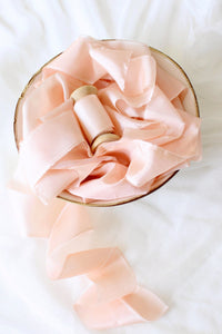Peach silk habotai ribbon