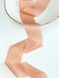 Mellow peach silk habotai ribbon