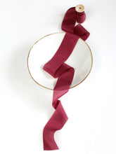 Load image into Gallery viewer, Deep magenta silk habotai ribbon
