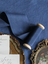 Load image into Gallery viewer, Navy blue silk habotai ribbon
