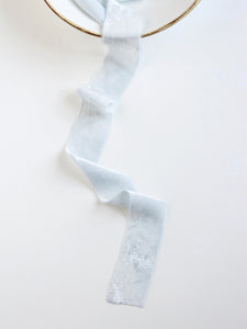 Ice blue silk velvet ribbon