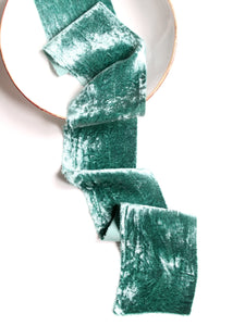 Sea green silk velvet ribbon