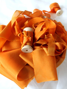 Burnt orange silk habotai ribbon