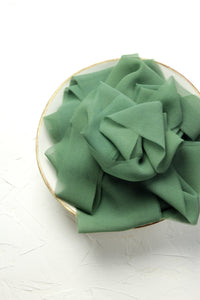 Deep green silk georgette ribbon