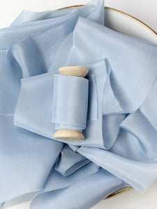 Dusty blue silk habotai ribbon