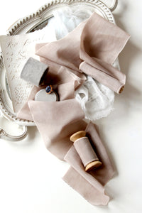 Beige nude silk cotton ribbon