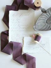 Load image into Gallery viewer, Aubergine silk cotton ribbon
