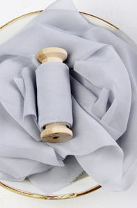 Dove gray silk georgette ribbon