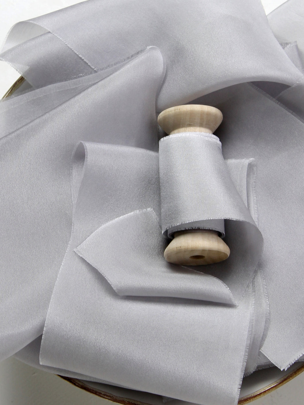Silver gray silk habotai ribbon