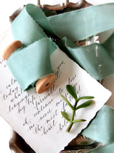 Load image into Gallery viewer, Jade green silk habotai ribbon

