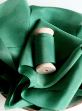 Load image into Gallery viewer, Forest green silk habotai ribbon
