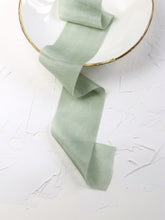 Load image into Gallery viewer, Sage silk habotai ribbon
