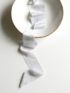 Pearl gray silk velvet ribbon