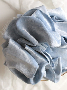 Powder blue silk velvet ribbon