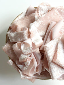 Antique rose silk velvet ribbon