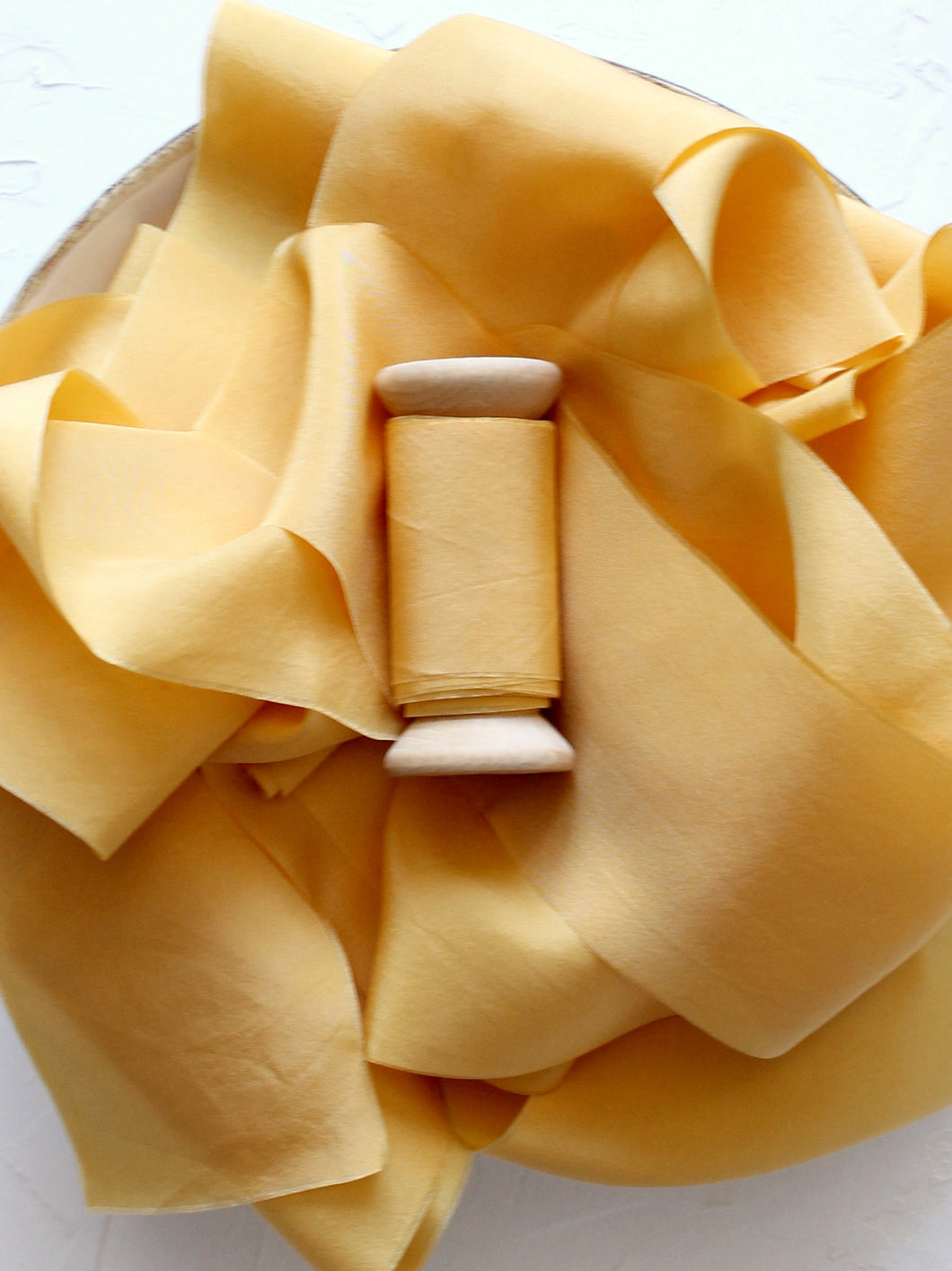 Mustard yellow silk habotai ribbon