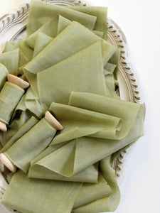 Olive silk cotton ribbon