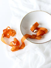 Load image into Gallery viewer, Burnt orange silk habotai ribbon
