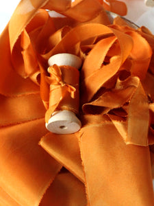 Burnt orange silk habotai ribbon
