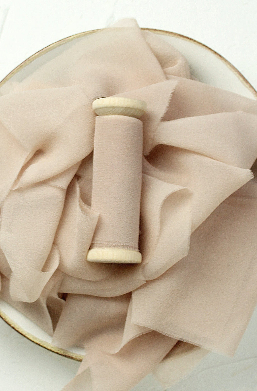 Sand beige silk georgette ribbon