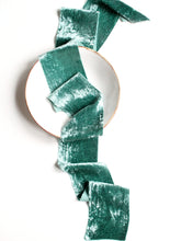 Load image into Gallery viewer, Sea green silk velvet ribbon
